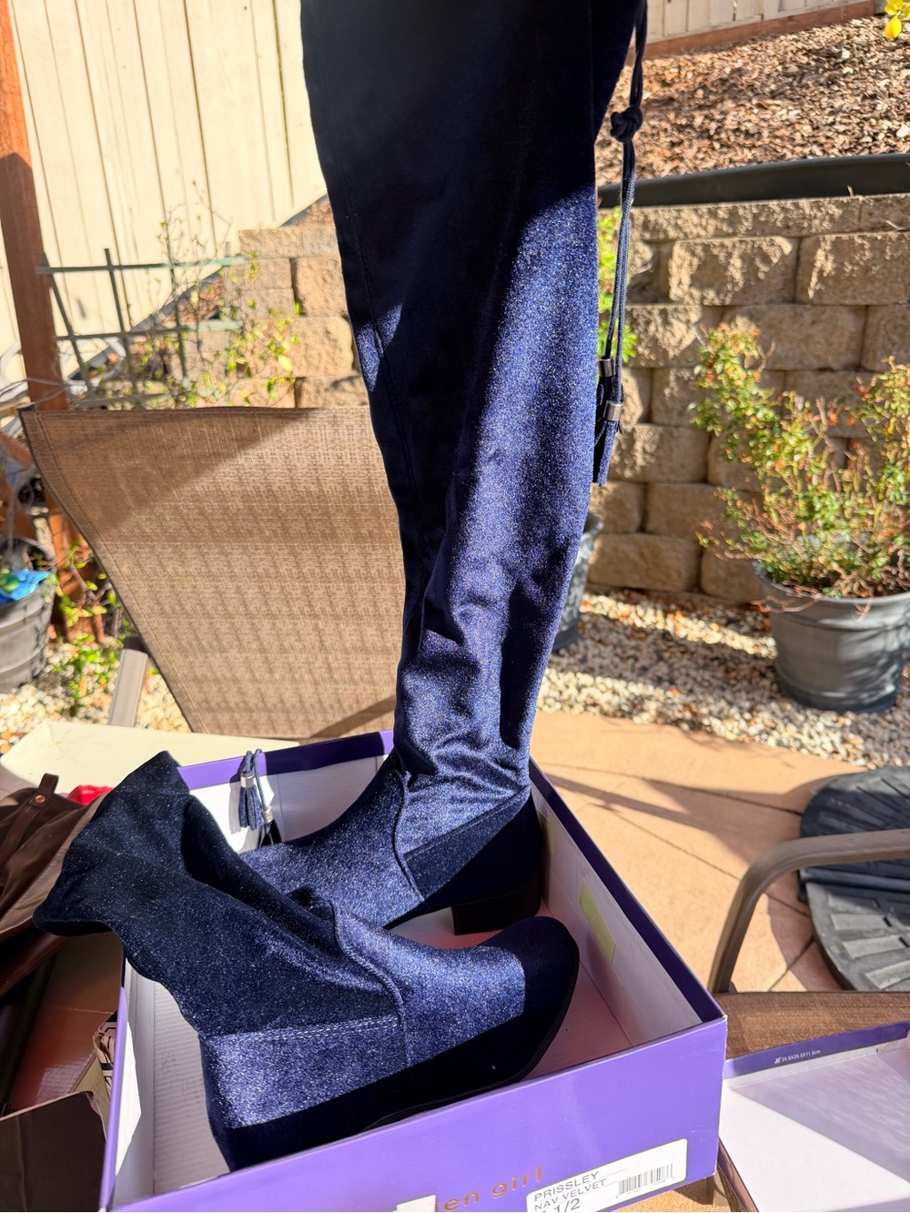 Madden Girl Navy Velvet Over-the-Knee Boots